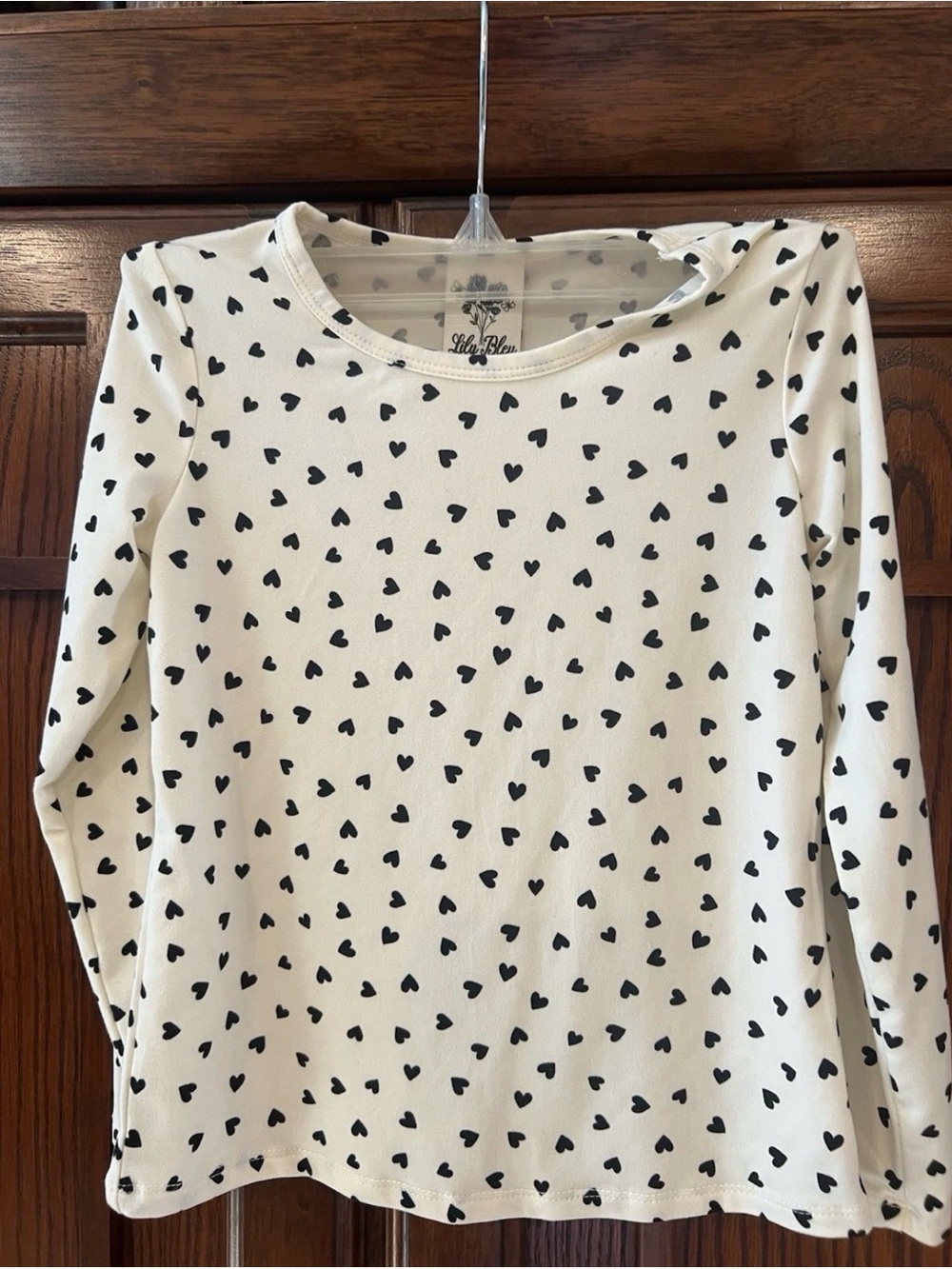 Lily Bleu White Top with Black Heart Print